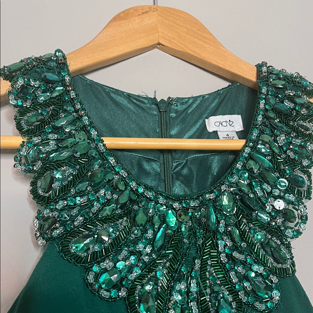 Cache Emerald Green Cocktail Dress 🍸 Size 4 - Picture 3 of 3